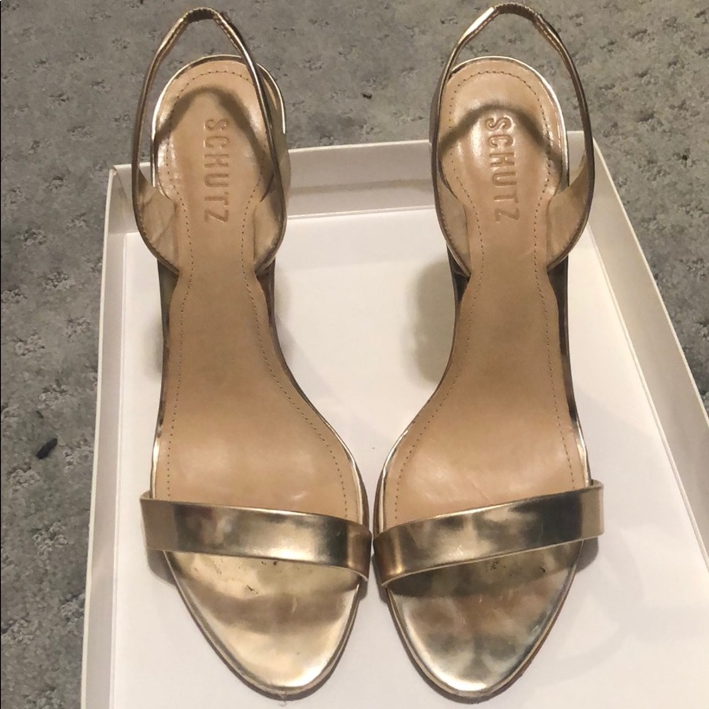 Schutz Luriane Metallic Strap Sandals Size 8.5